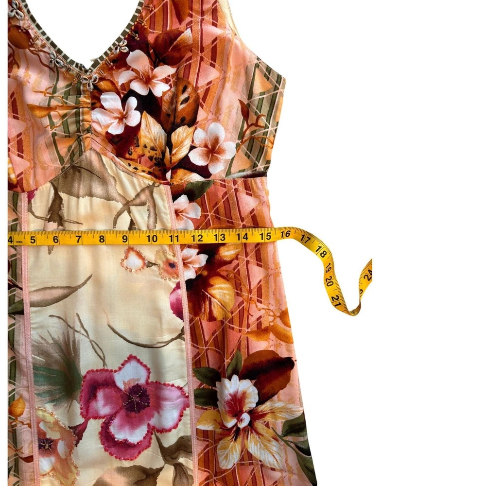Boho Tropical Midi Dress XS Beaded Sequin Resort Cruise Vintage - Picture 7 of 9